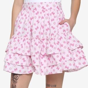 Hot Topic Strawberry and Bows Petticoat Skirt S